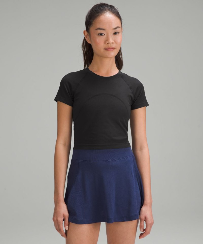 Lululemon Swiftly Tech Cropped Short-Sleeve Shirt 2.0 Black / Black (not available) Online Outlet Sale