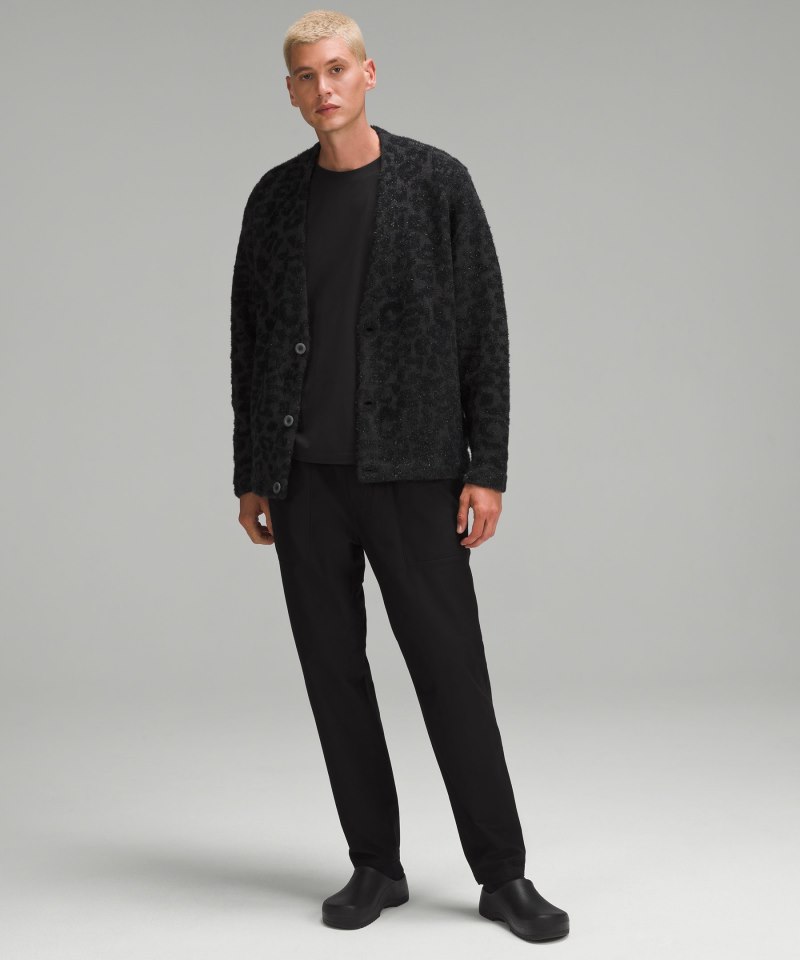 Lululemon Wool-Blend Jacquard Cardigan Knit Leopard Graphite Grey Black Online Outlet Sale