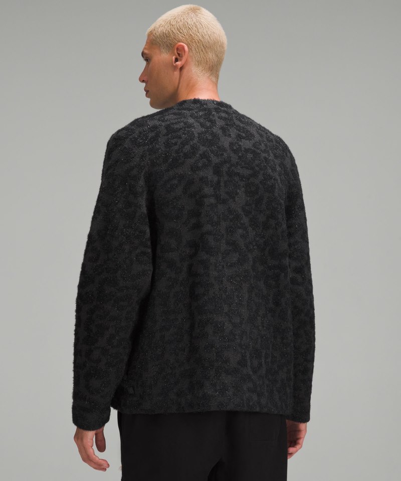 Lululemon Wool-Blend Jacquard Cardigan Knit Leopard Graphite Grey Black Online Outlet Sale