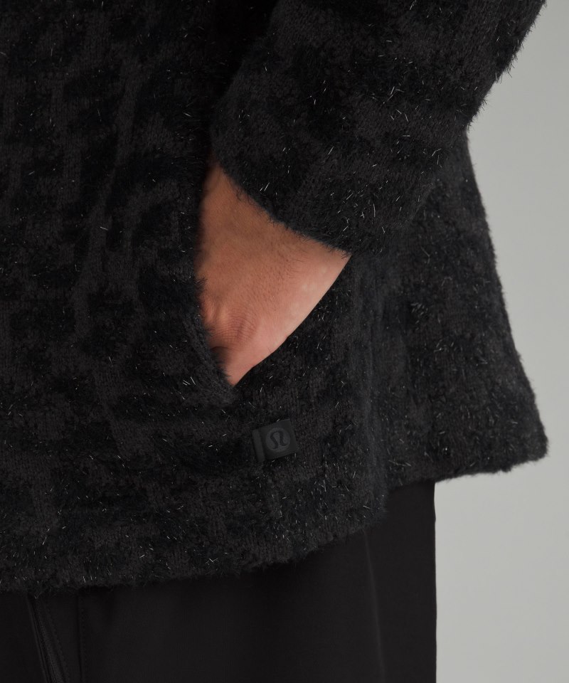 Lululemon Wool-Blend Jacquard Cardigan Knit Leopard Graphite Grey Black Online Outlet Sale