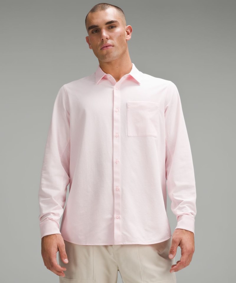 Lululemon Commission Long-Sleeve Shirt *Oxford Strawberry Milkshake / White Online Outlet Sale