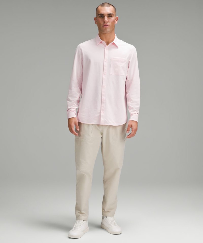 Lululemon Commission Long-Sleeve Shirt *Oxford Strawberry Milkshake / White Online Outlet Sale