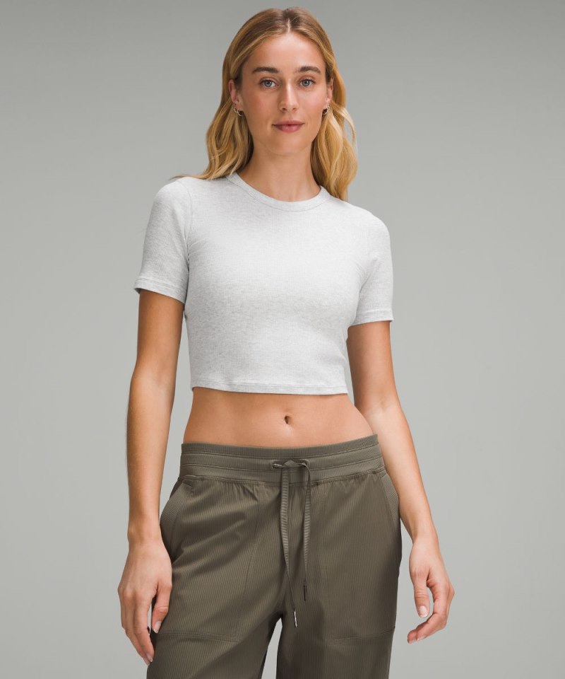 Lululemon Hold Tight Straight Hem Cropped T-Shirt Heathered Core Ultra Light Grey Online Outlet Sale