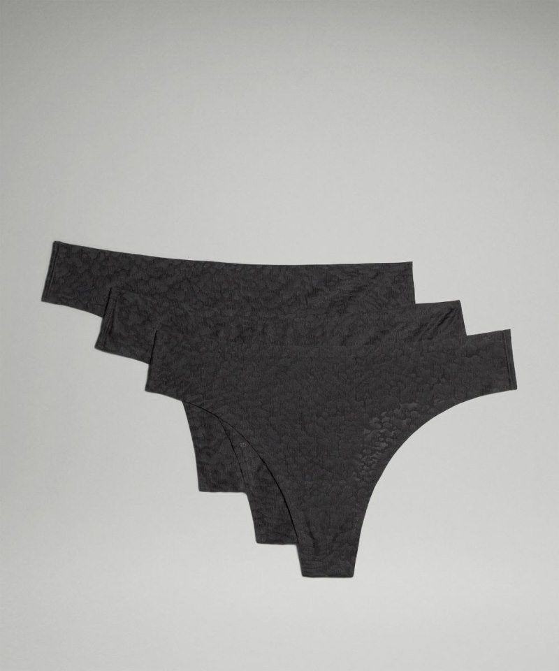 Lululemon InvisiWear Mid-Rise Thong Underwear Performance Lace *3 Pack Black Online Outlet Sale