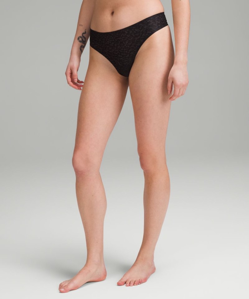 Lululemon InvisiWear Mid-Rise Thong Underwear Performance Lace *3 Pack Black Online Outlet Sale