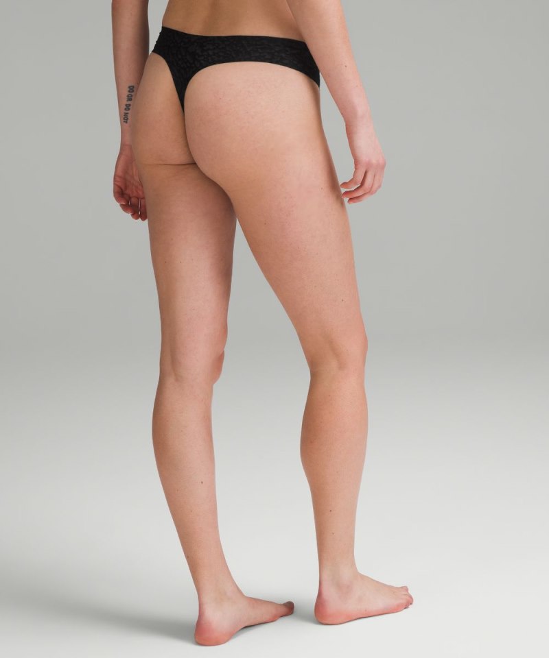 Lululemon InvisiWear Mid-Rise Thong Underwear Performance Lace *3 Pack Black Online Outlet Sale