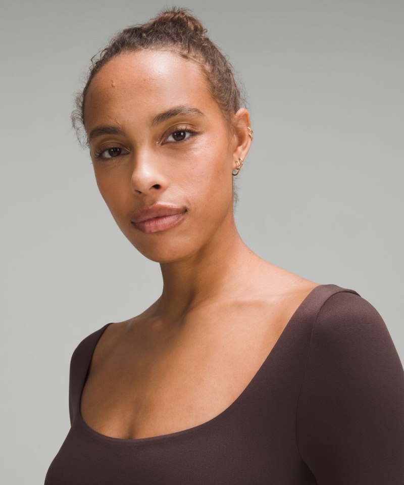 Lululemon Wundermost Ultra-Soft Nulu Square-Neck Long-Sleeve Bodysuit Espresso (not available) Online Outlet Sale