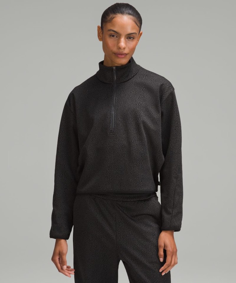 Lululemon lululemon lab Double-Knit Jacquard Half Zip Leopardo Mini Jacquard Graphite Grey Black Online Outlet Sale
