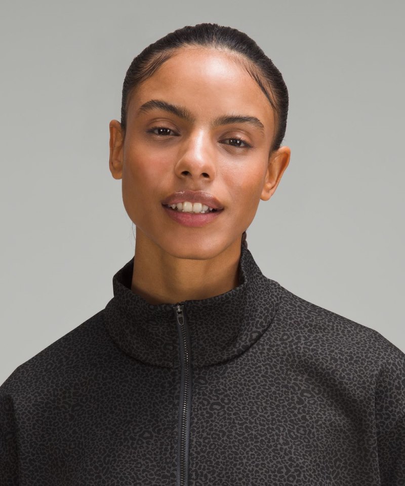 Lululemon lululemon lab Double-Knit Jacquard Half Zip Leopardo Mini Jacquard Graphite Grey Black Online Outlet Sale