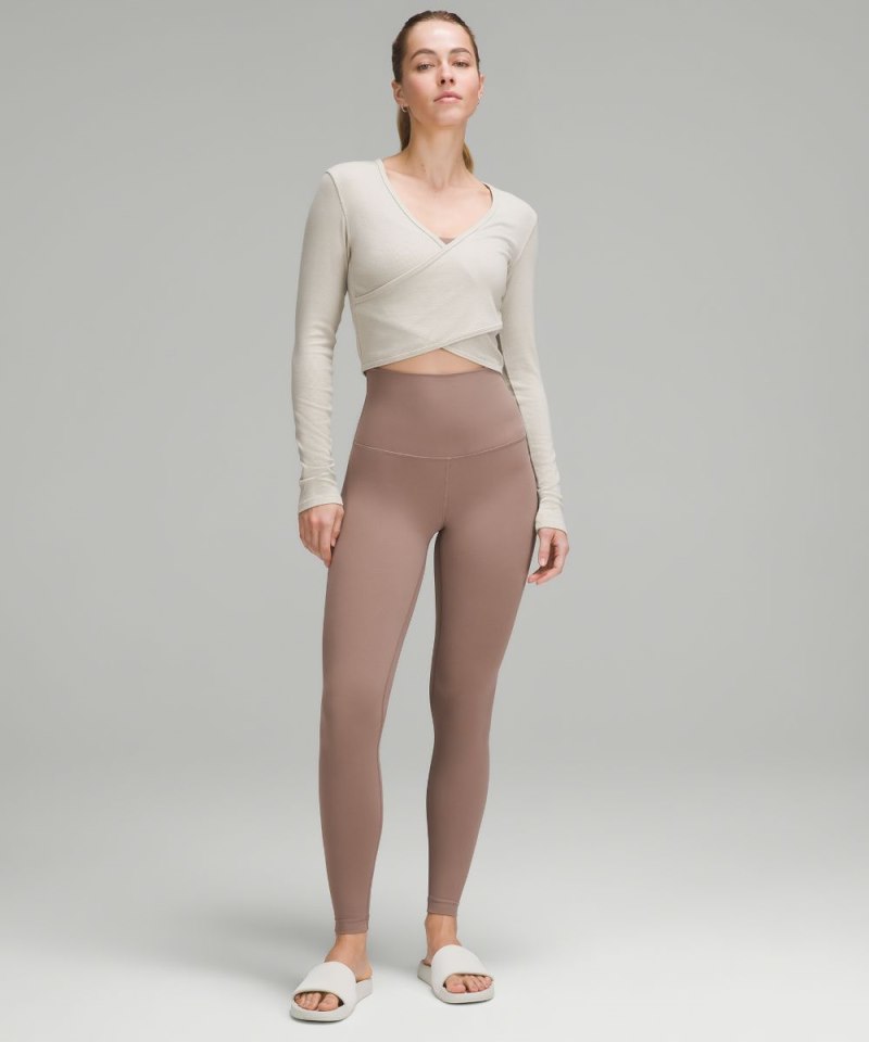 Lululemon Wrap-Front Ribbed Long-Sleeve Top Mojave Tan Online Outlet Sale