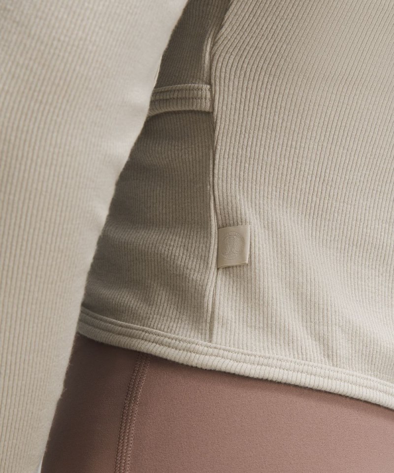 Lululemon Wrap-Front Ribbed Long-Sleeve Top Mojave Tan Online Outlet Sale