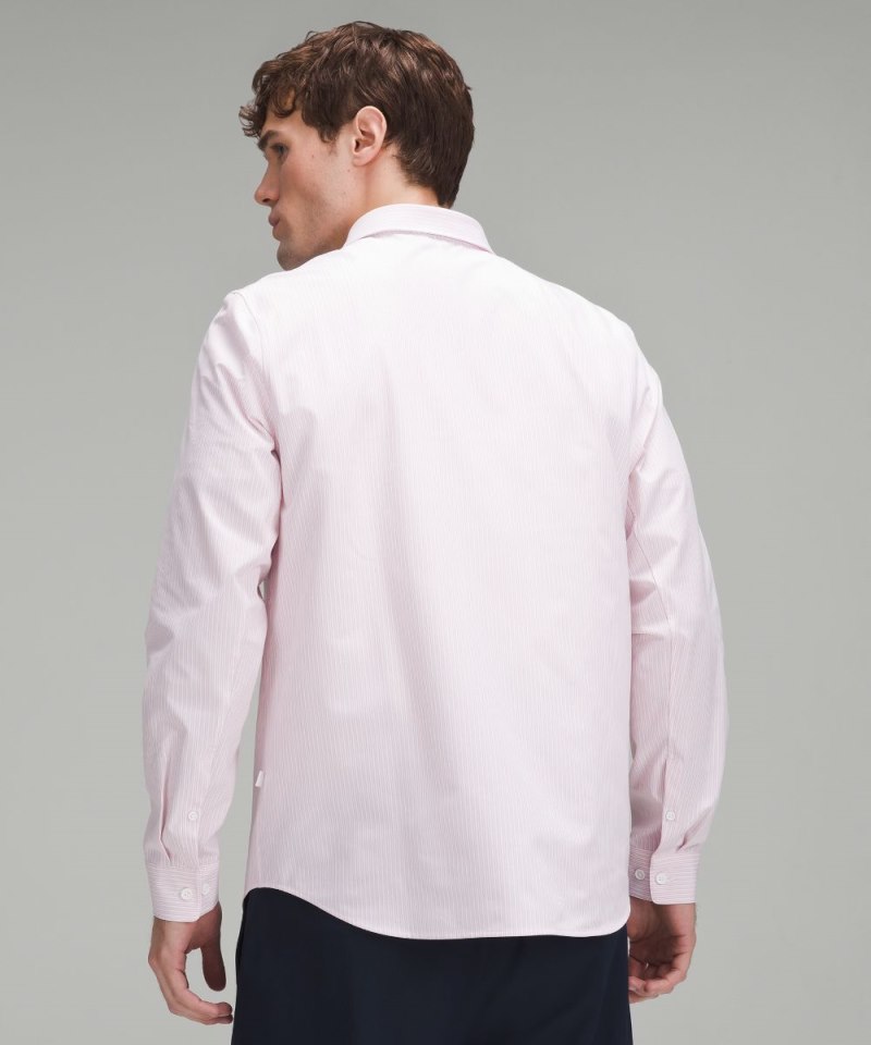 Lululemon New Venture Classic-Fit Long-Sleeve Shirt Inline Stripe White Heathered Pink Peony Online Outlet Sale