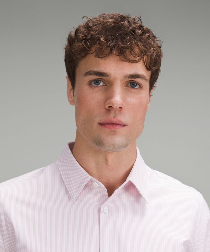 Lululemon New Venture Classic-Fit Long-Sleeve Shirt Inline Stripe White Heathered Pink Peony Online Outlet Sale