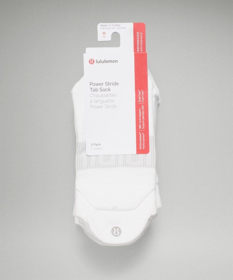 Lululemon Women's Power Stride Tab Socks *5 Pack White Online Outlet Sale