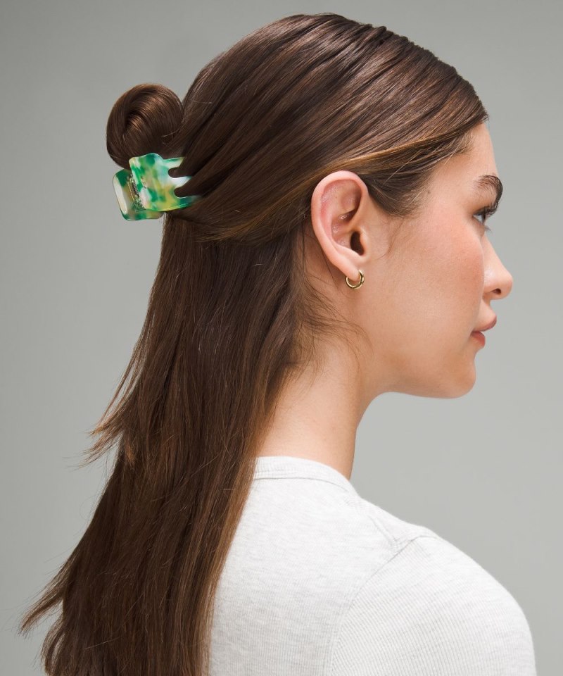 Lululemon Criss-Cross Claw Clip *Small Green Punch / Swirl Yellow Online Outlet Sale