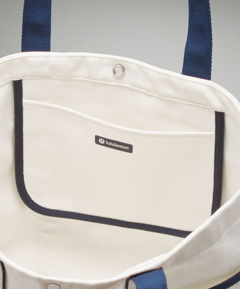 Lululemon Daily Multi-Pocket Canvas Tote Bag 20L *Logo Natural / True Navy Online Outlet Sale