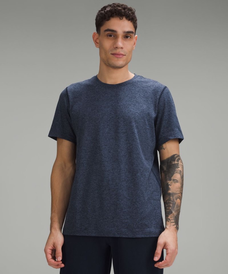 Lululemon Soft Jersey Short-Sleeve Shirt Heathered Mineral Blue / Heathered True Navy Online Outlet Sale