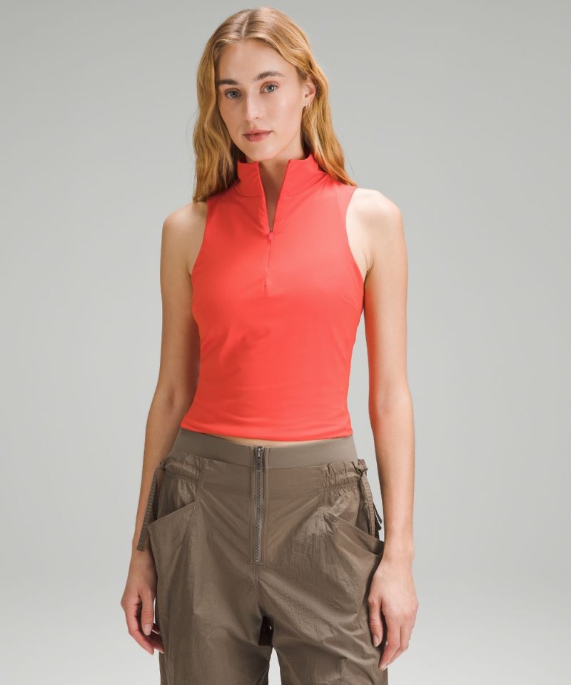 Lululemon Tight-Fit Lined Half-Zip Tank Top *Online Only Solar Orange Online Outlet Sale