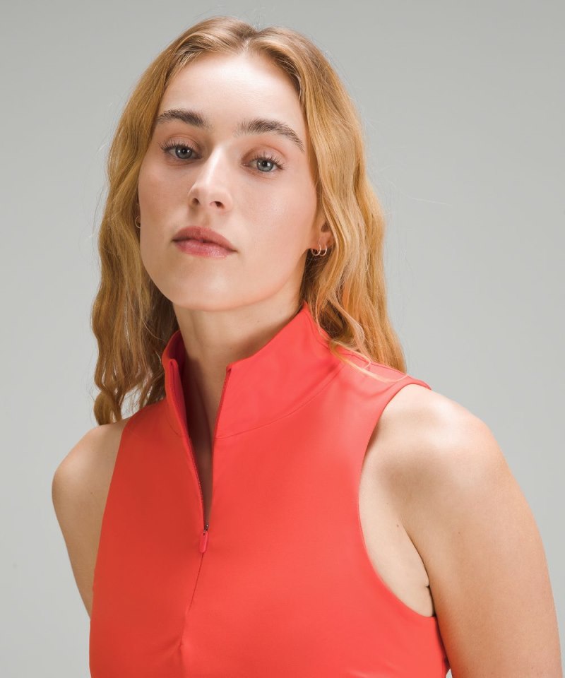 Lululemon Tight-Fit Lined Half-Zip Tank Top *Online Only Solar Orange Online Outlet Sale