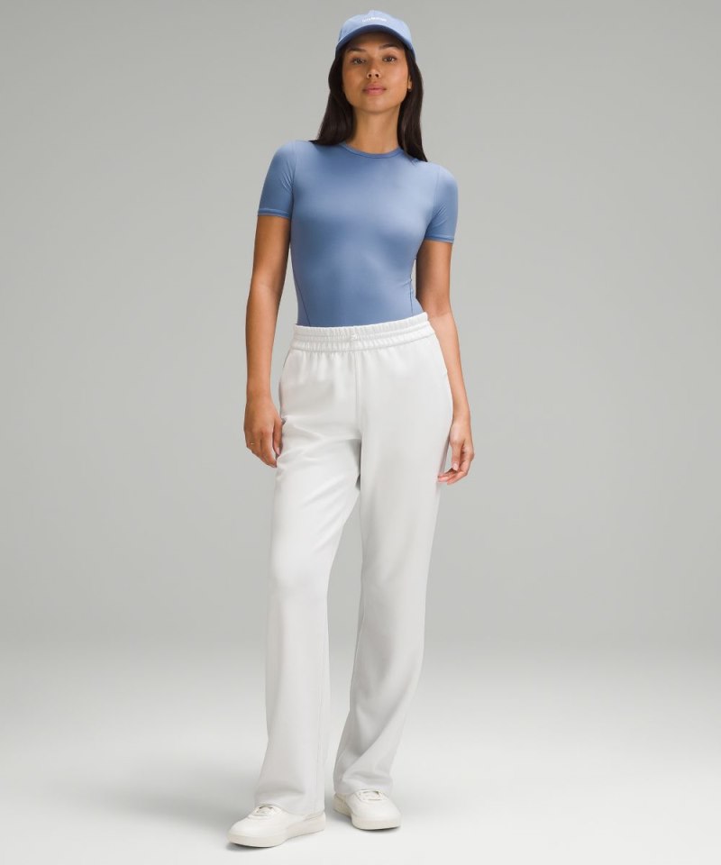 Lululemon Wundermost Ultra-Soft Nulu Short-Sleeve Crew Thong Bodysuit Oasis Blue Online Outlet Sale