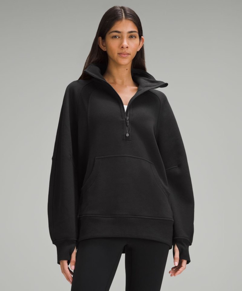 Lululemon Scuba Oversized Funnel-Neck Half Zip *Long Black Online Outlet Sale