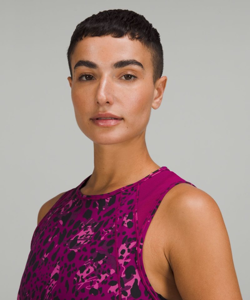 Lululemon Sculpt Tank Top *Back Vent Cheetah Camo Magenta Purple Multi / Magenta Purple Online Outlet Sale