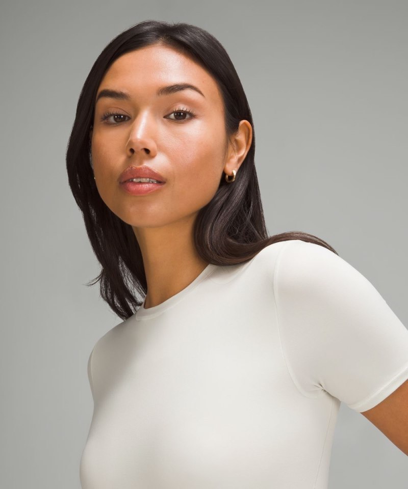 Lululemon Wundermost Ultra-Soft Nulu Short-Sleeve Crew Thong Bodysuit Bone Online Outlet Sale