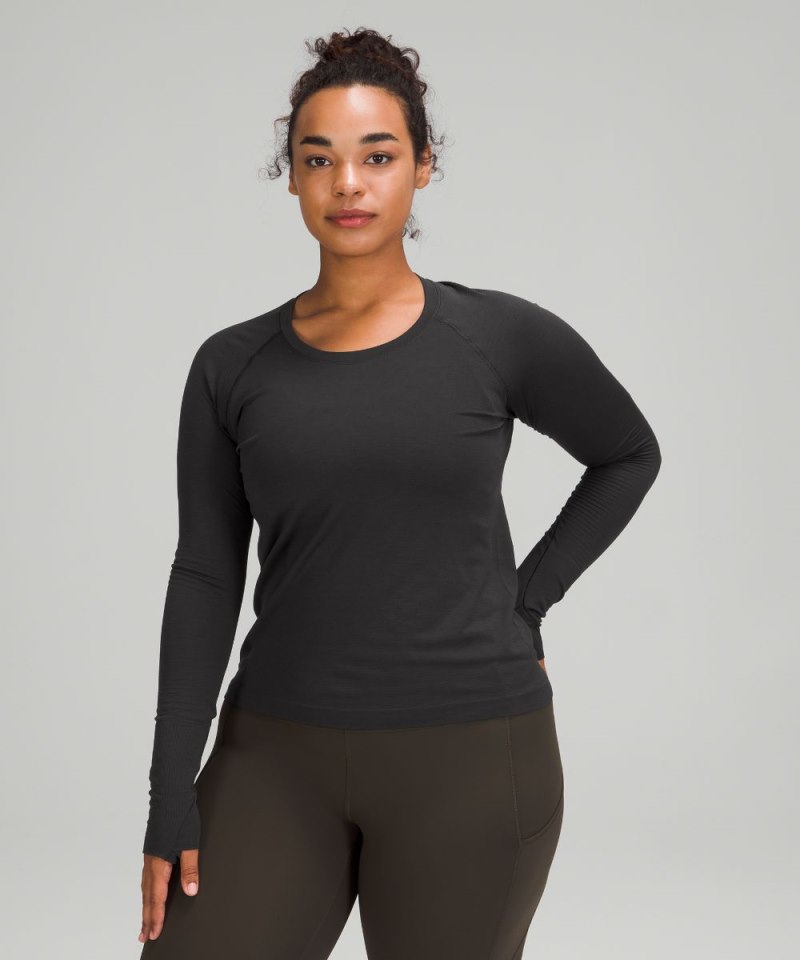 Lululemon Swiftly Tech Long-Sleeve Shirt 2.0 *Waist Length Black / Black (not available) Online Outlet Sale