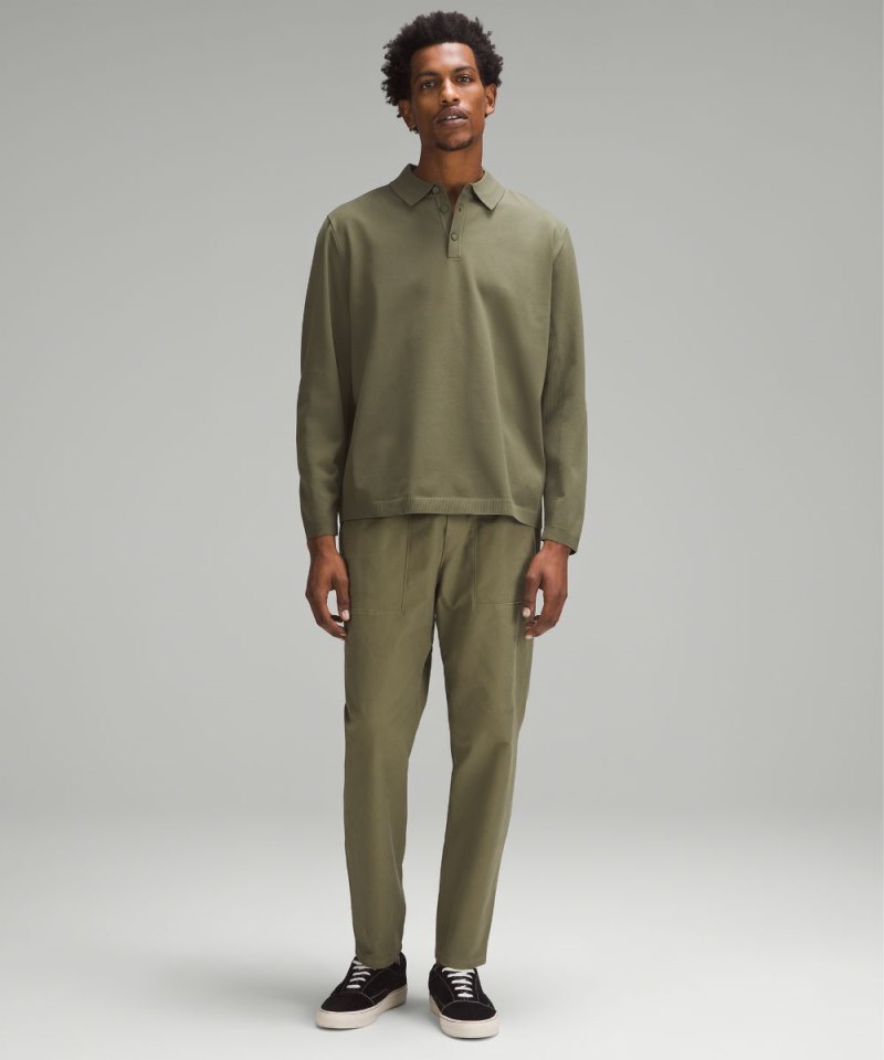 Lululemon Lightweight Knit Long-Sleeve Polo Shirt Medium Olive Online Outlet Sale