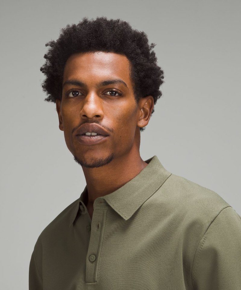 Lululemon Lightweight Knit Long-Sleeve Polo Shirt Medium Olive Online Outlet Sale