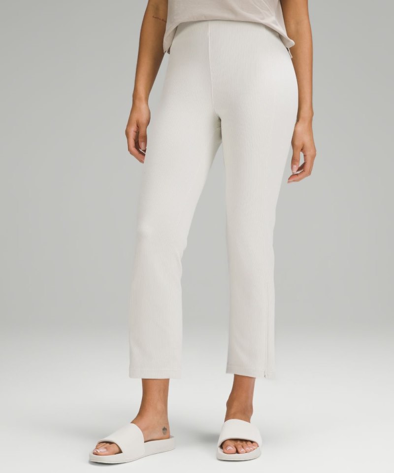 Lululemon Ribbed Softstreme Zip-Leg High-Rise Cropped Pant 25" Bone Online Outlet Sale