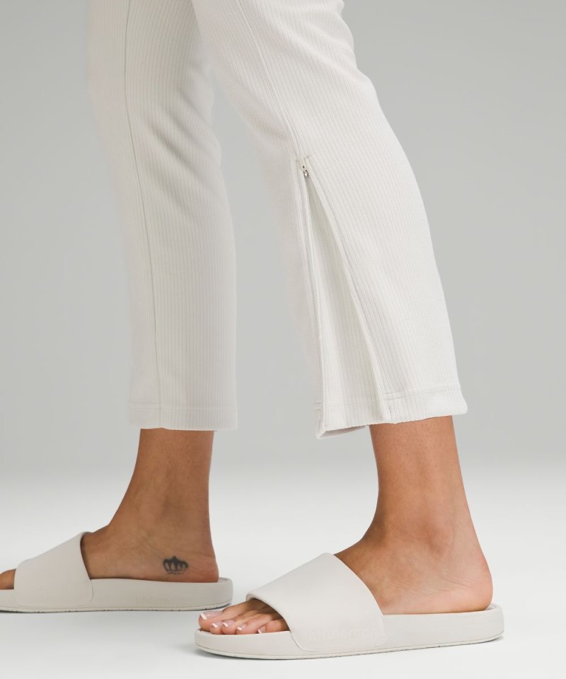 Lululemon Ribbed Softstreme Zip-Leg High-Rise Cropped Pant 25" Bone Online Outlet Sale