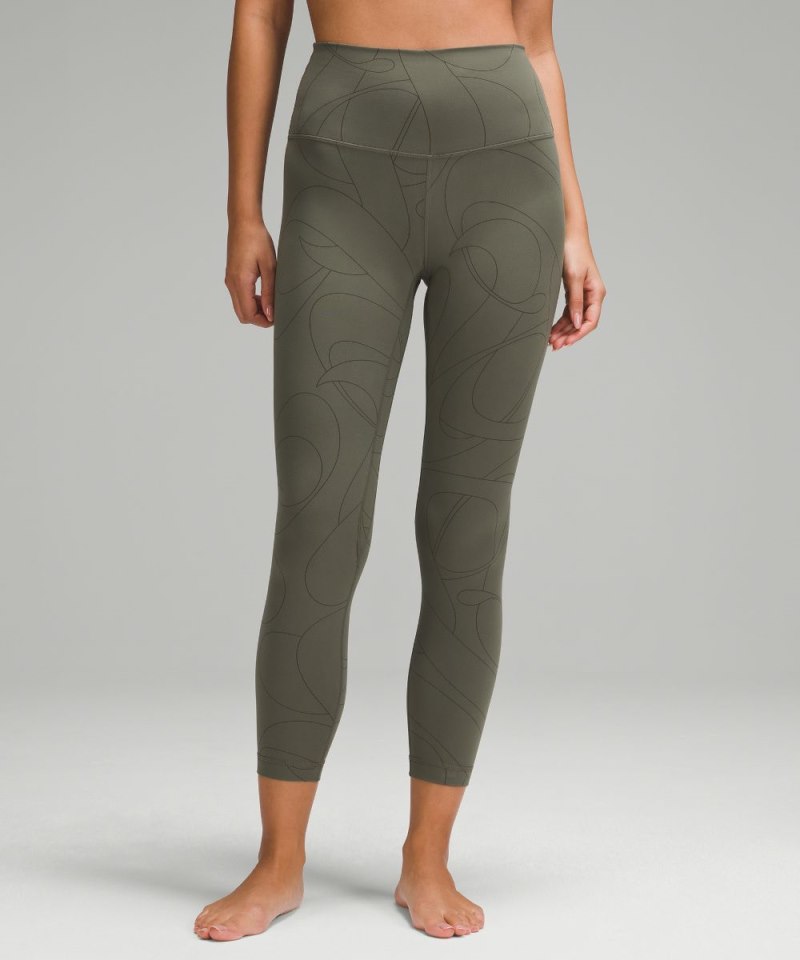 Lululemon lululemon Align™ High-Rise Pant 25" Scripted Yogo Army Green / Dark Olive Online Outlet Sale