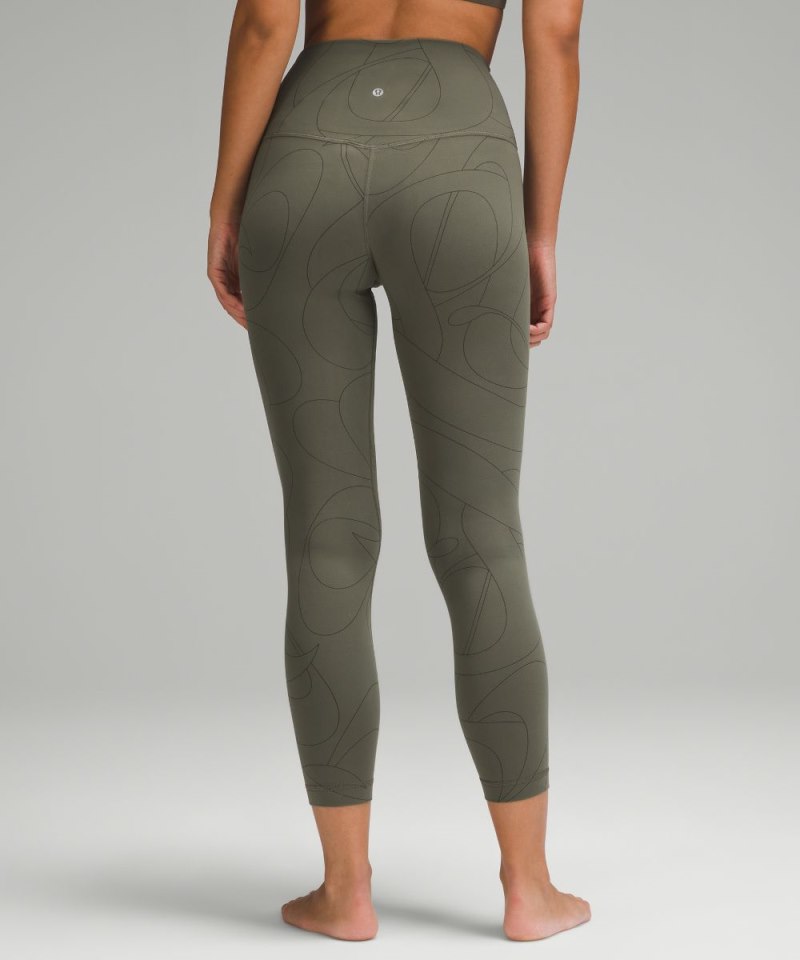Lululemon lululemon Align™ High-Rise Pant 25" Scripted Yogo Army Green / Dark Olive Online Outlet Sale