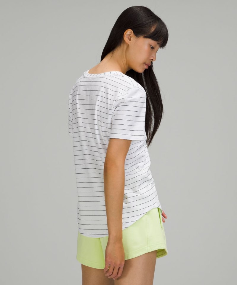 Lululemon Love V-Neck T-Shirt Short Serve Stripe White Black Online Outlet Sale