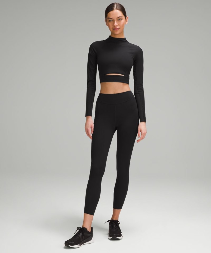 Lululemon Nulux High-Neck Cropped Track Long-Sleeve Shirt Black Online Outlet Sale