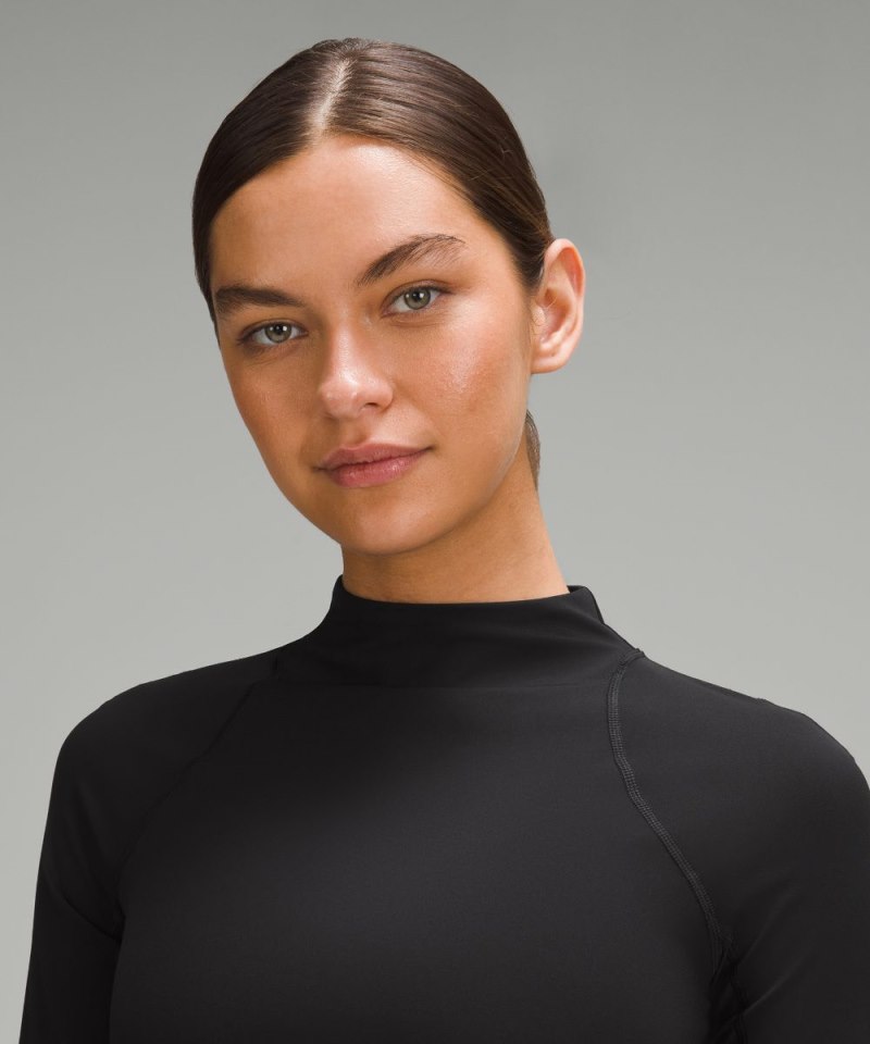 Lululemon Nulux High-Neck Cropped Track Long-Sleeve Shirt Black Online Outlet Sale