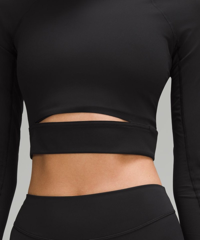 Lululemon Nulux High-Neck Cropped Track Long-Sleeve Shirt Black Online Outlet Sale