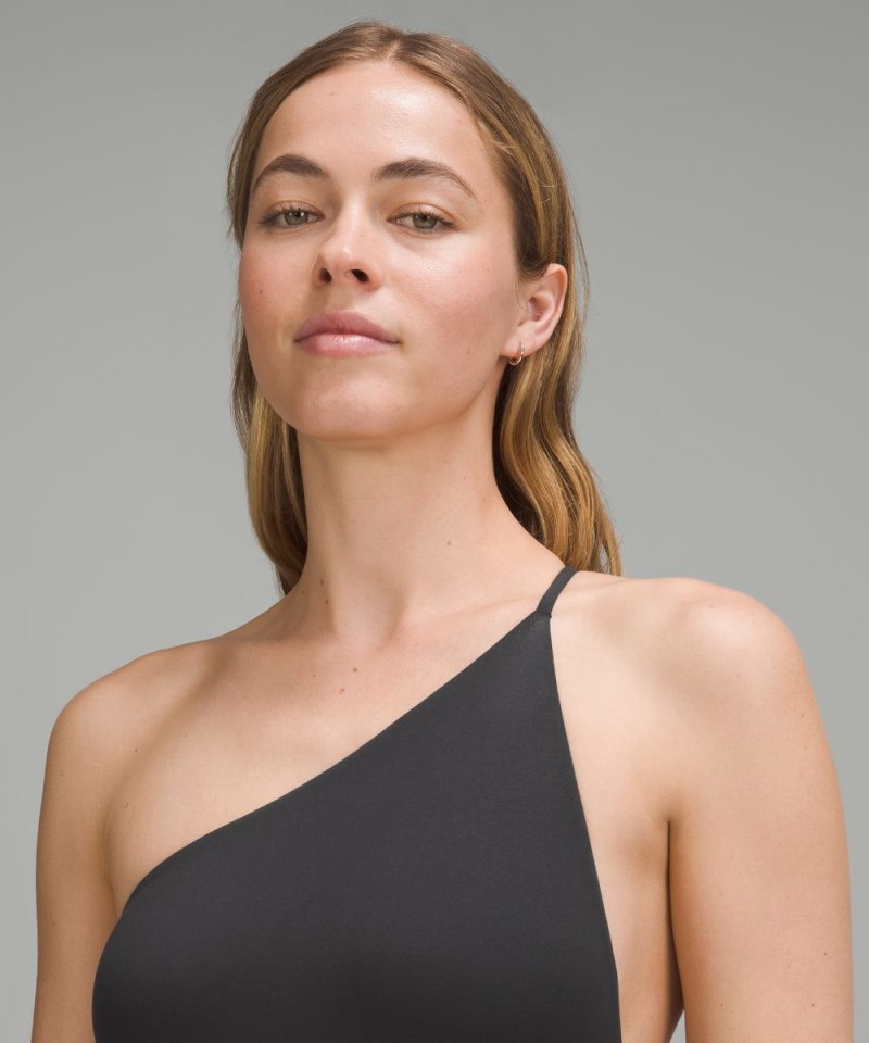 Lululemon Wundermost Ultra-Soft Nulu One-Shoulder Spaghetti-Strap Bodysuit Black Online Outlet Sale