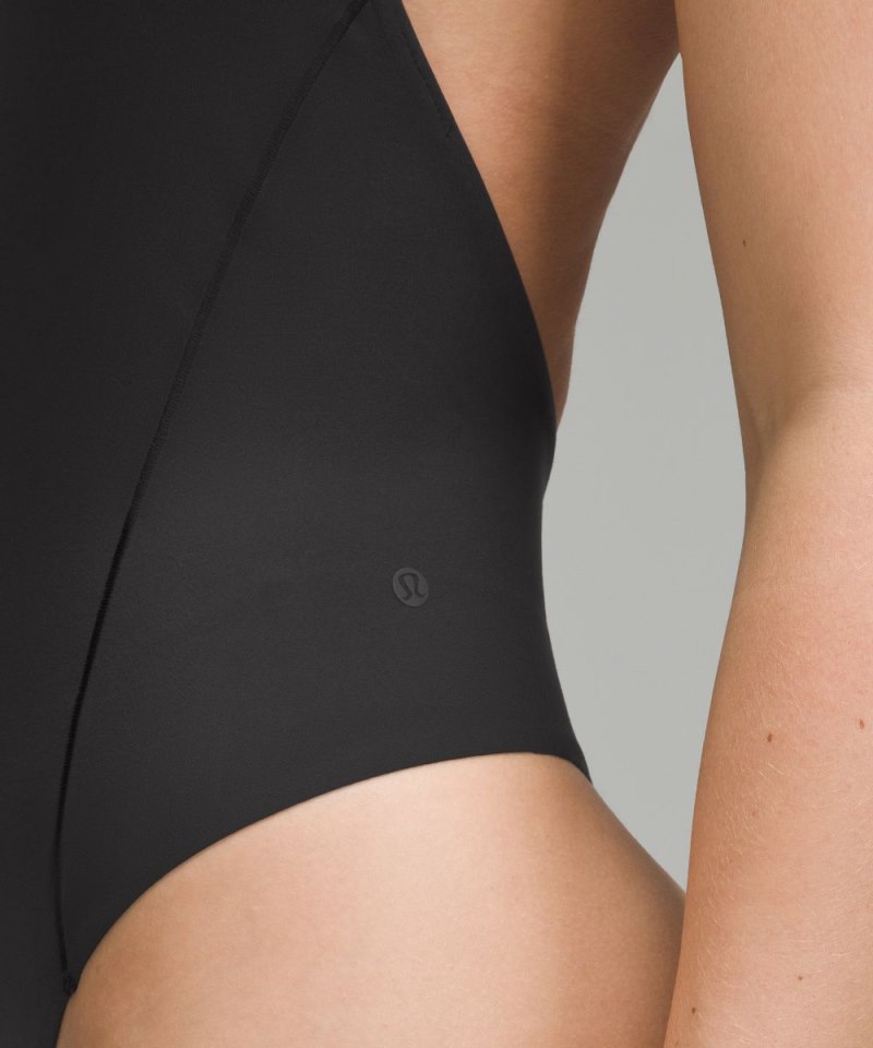 Lululemon Wundermost Ultra-Soft Nulu One-Shoulder Spaghetti-Strap Bodysuit Black Online Outlet Sale