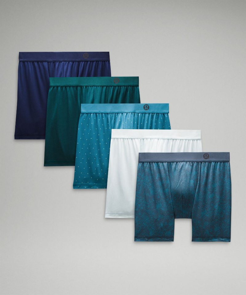 Lululemon Always In Motion Boxer 5" *5 Pack Straw Stamp Wp Marlin Iron Blue / Pine Dot Wp Faded Zap Marlin / Sheer Blue / Storm Teal / Night Sea Online Outlet Sale