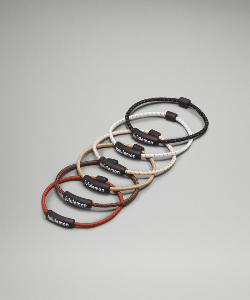 Lululemon Wordmark Hair Ties *6 Pack Black / Java / Aztec Orange / Gleam / Pale Linen / White Online Outlet Sale