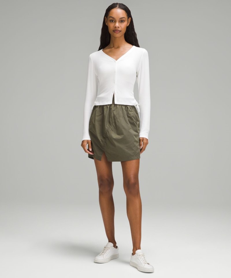 Lululemon High-Rise Ruched Mini Skirt Army Green Online Outlet Sale