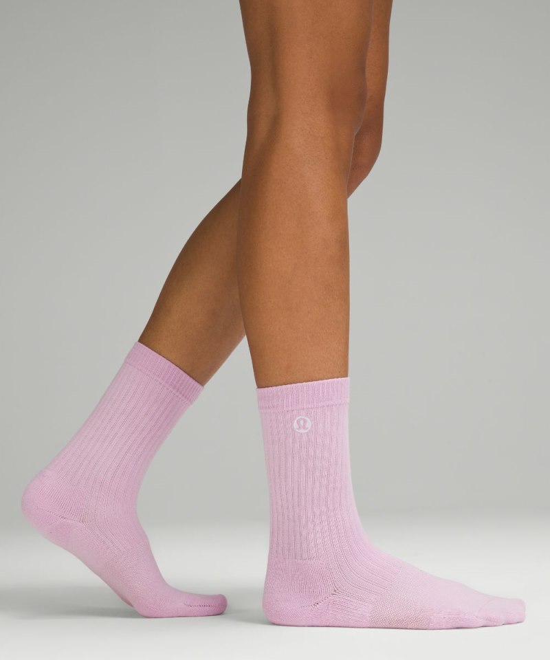 Lululemon Women's Daily Stride Ribbed Comfort Crew Socks Vitapink Online Outlet Sale