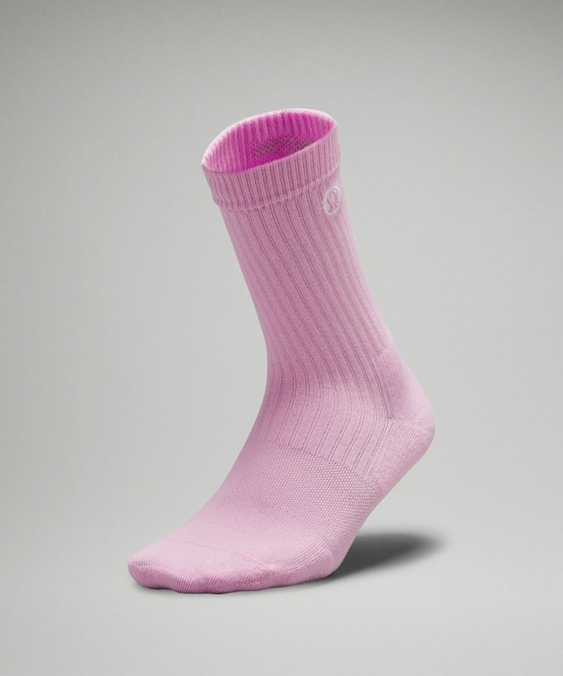 Lululemon Women's Daily Stride Ribbed Comfort Crew Socks Vitapink Online Outlet Sale