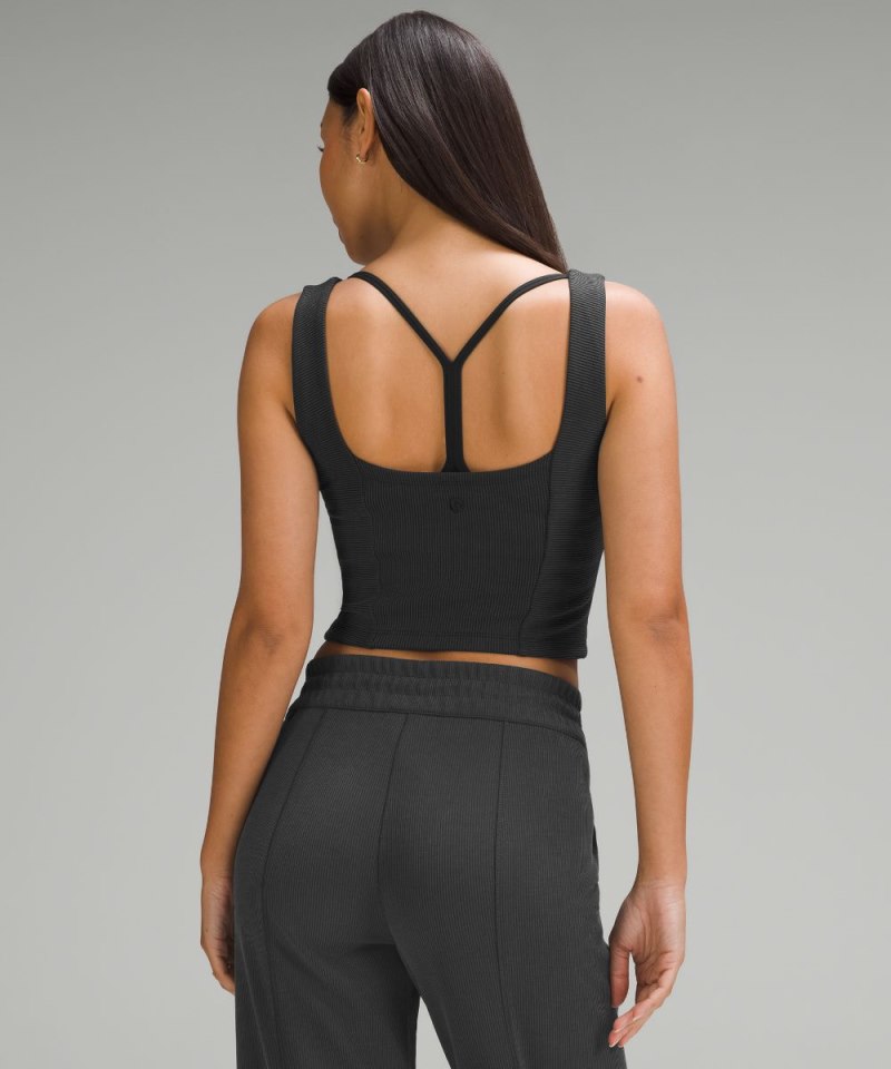 Lululemon Ribbed Softstreme Sweetheart Tank Top Black Online Outlet Sale