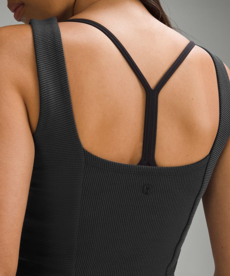 Lululemon Ribbed Softstreme Sweetheart Tank Top Black Online Outlet Sale