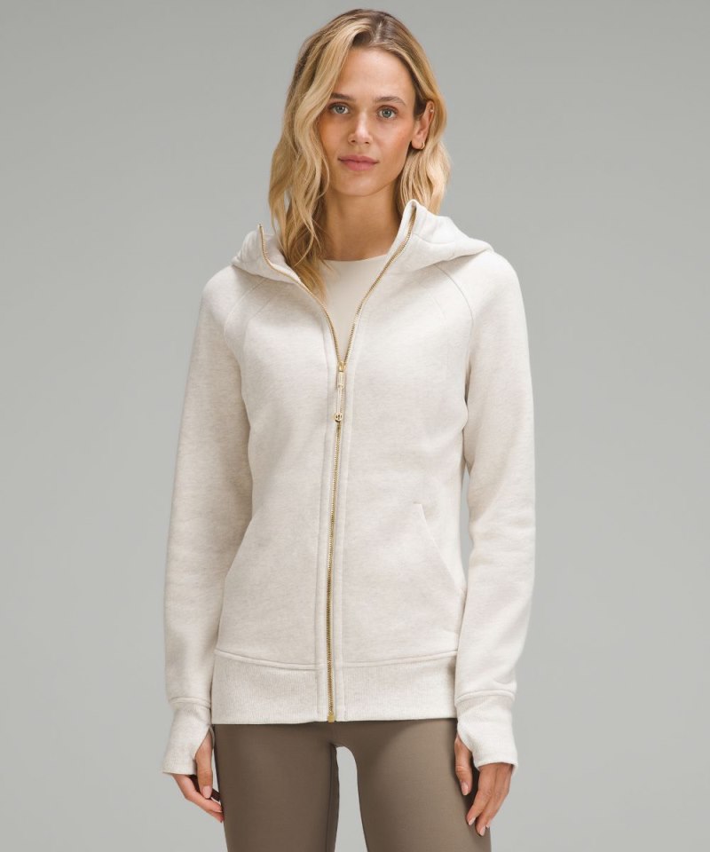 Lululemon Scuba Full-Zip Hoodie Heathered Bone / Gold Online Outlet Sale