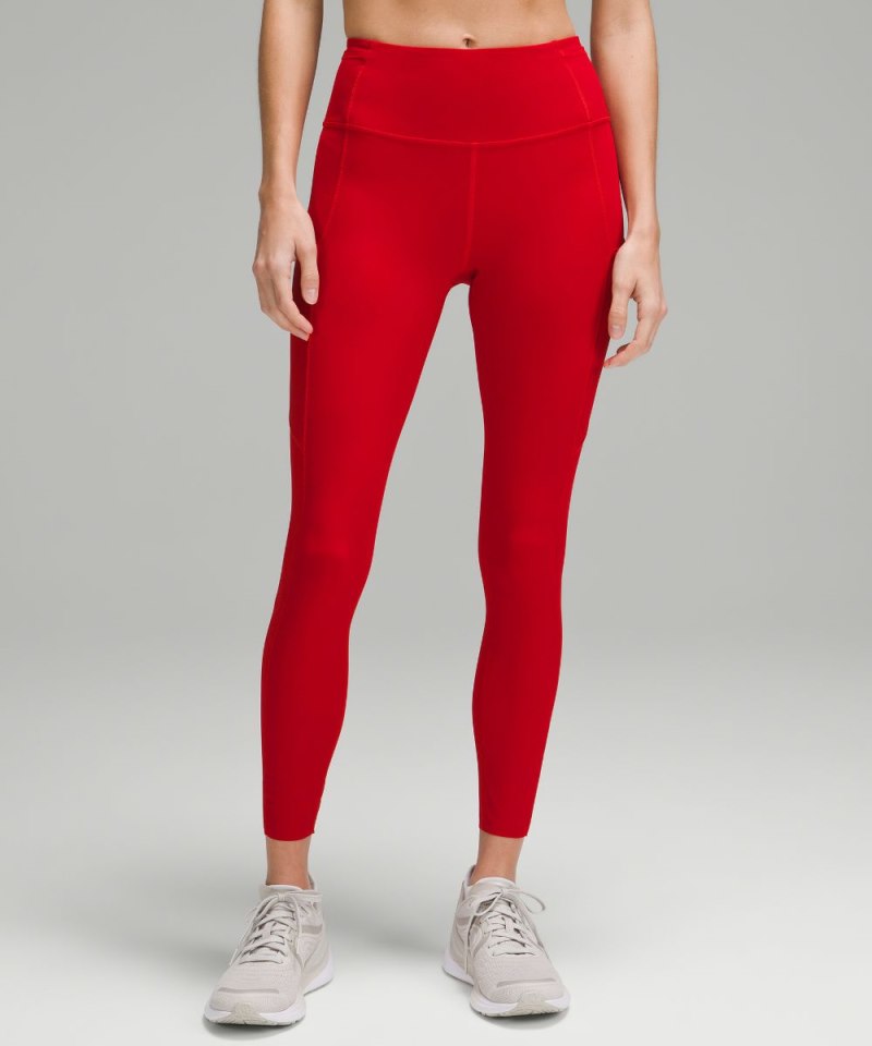Lululemon Fast and Free High-Rise Tight 25" Dark Red Online Outlet Sale