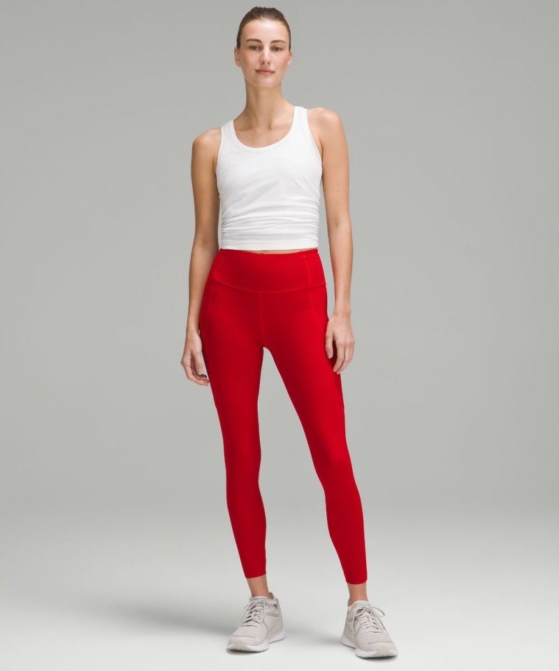 Lululemon Fast and Free High-Rise Tight 25" Dark Red Online Outlet Sale